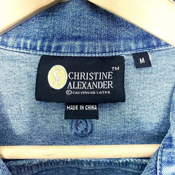 Christine Alexander Denim Fitted Jean Jacket Swarovski Crystals Women's Medium - Picture 9 of 9